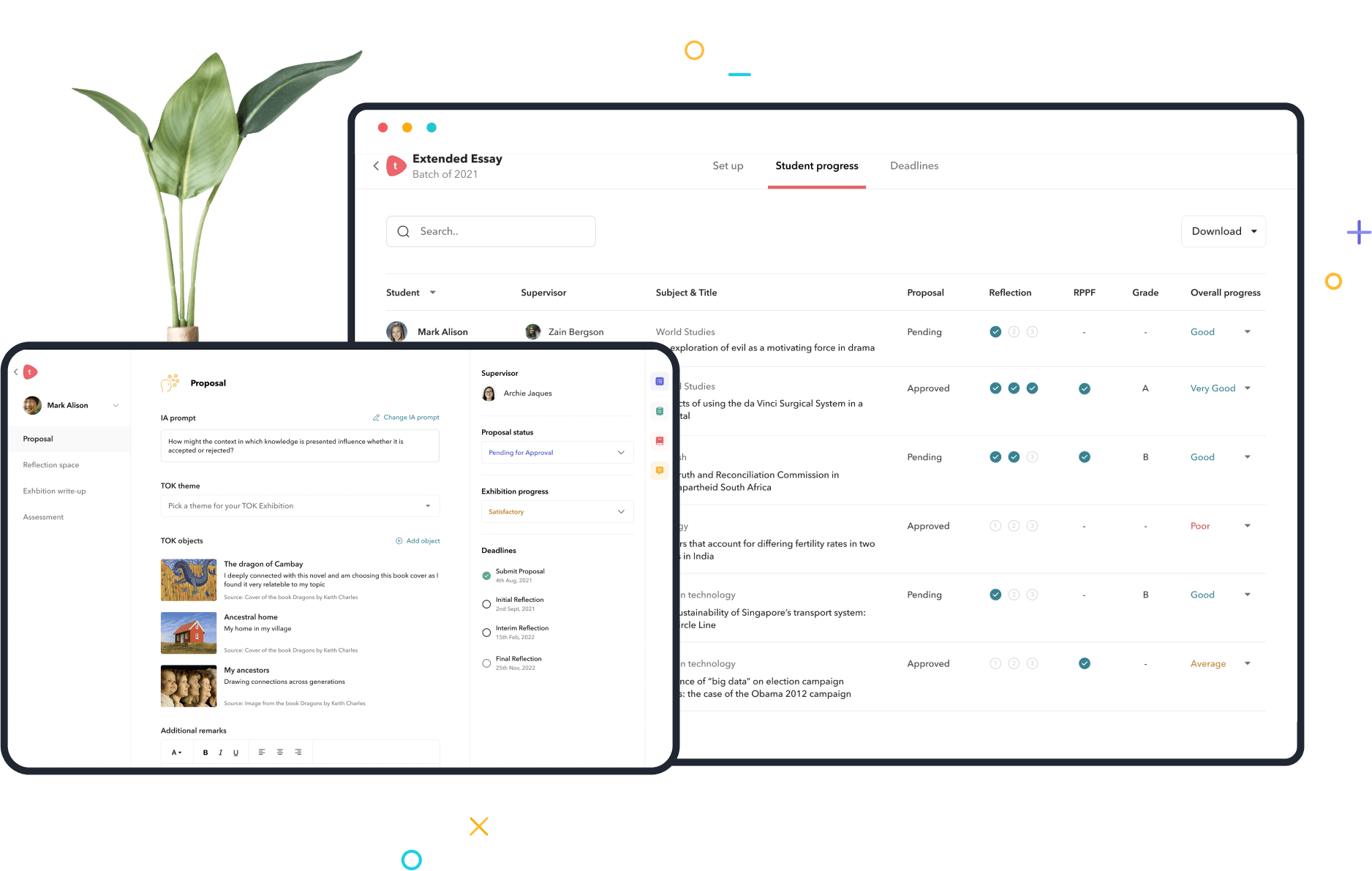 Overview of the curriculum planner and class progress management on Toddle