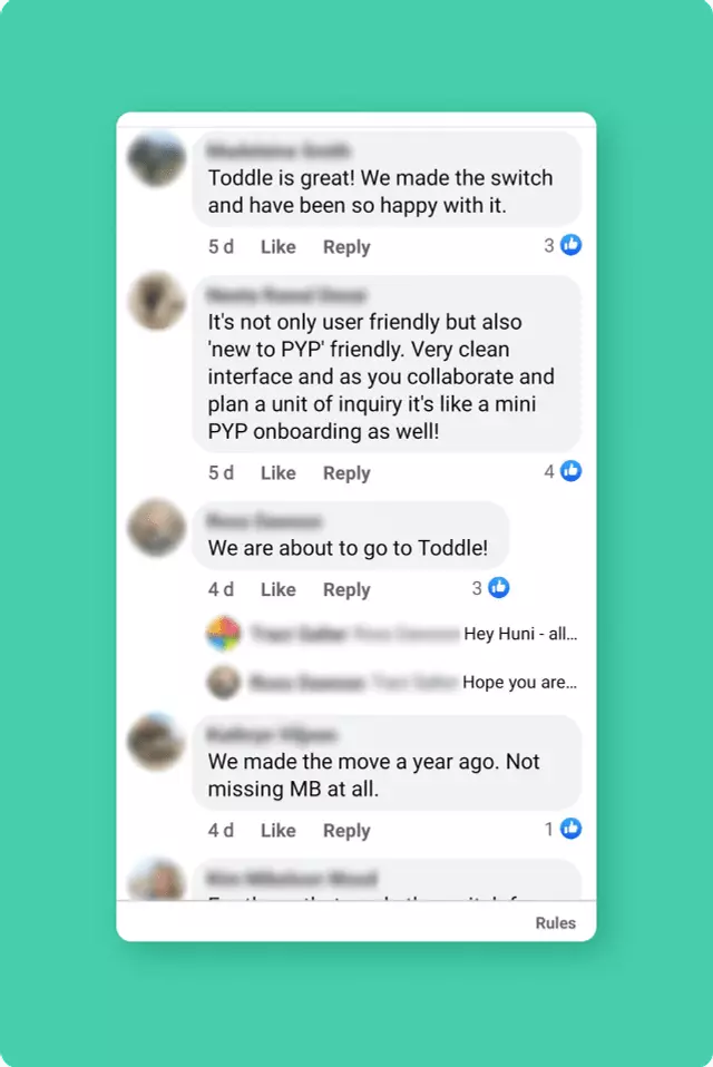 Social media review about Toddle's user-friendly interface