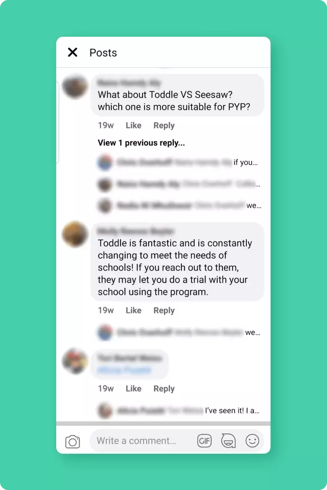 Social media reviews on Toddle vs. Seesaw