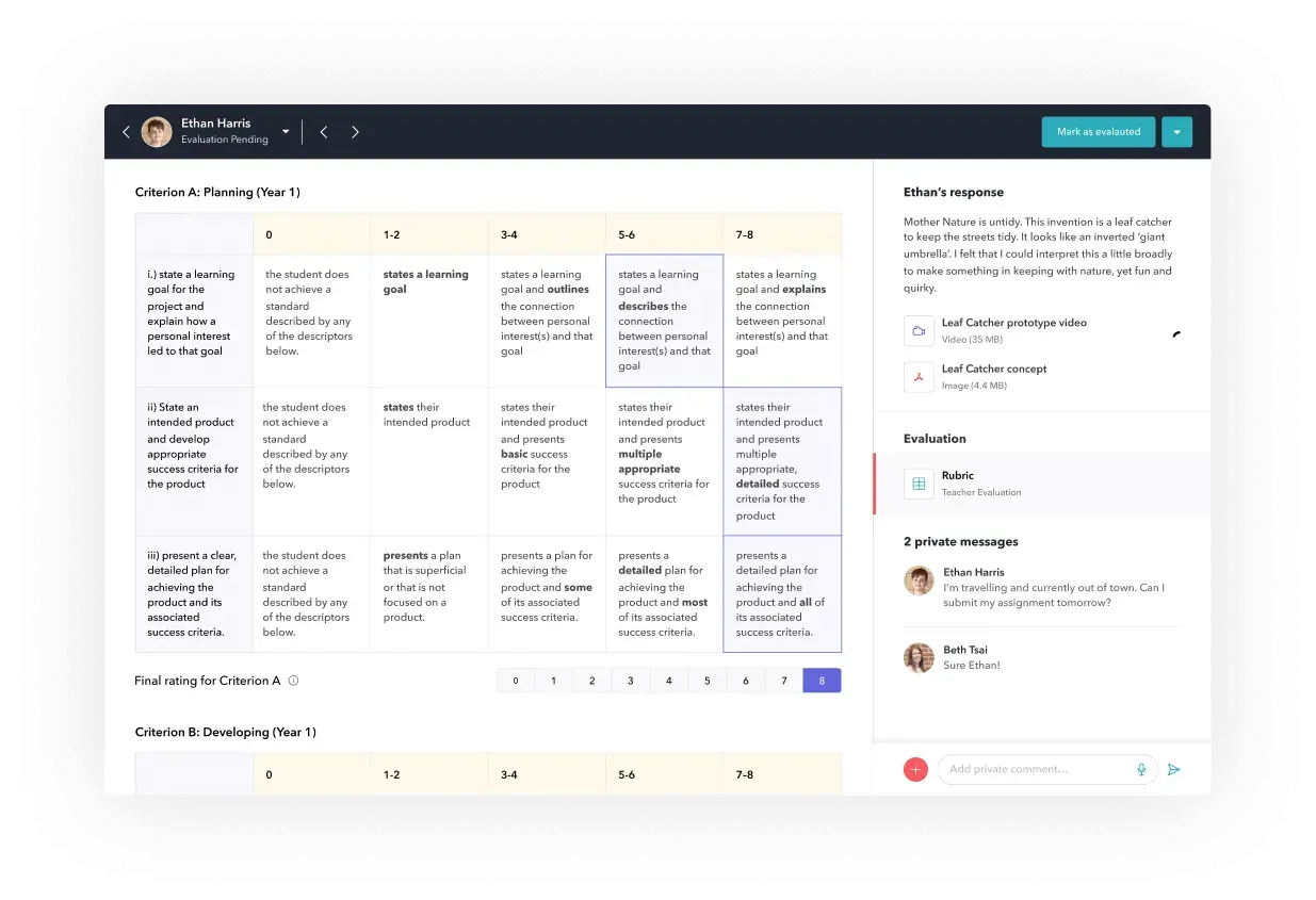 Create rich assessments using Rubric evaluation method in-built in Toddle 