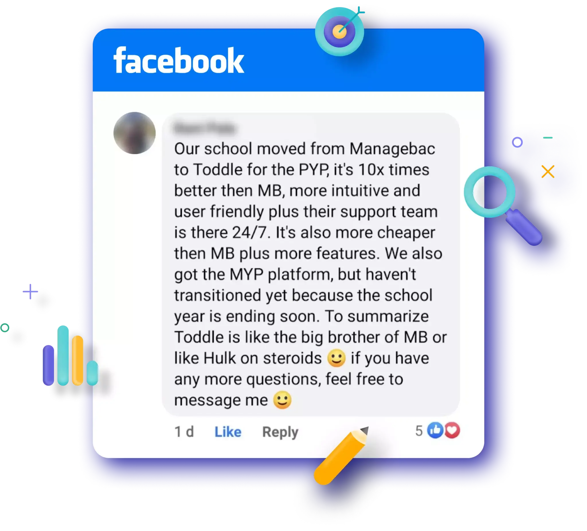 Facebook comment reveals how shifting from ManageBac to Toddle is 10 times better