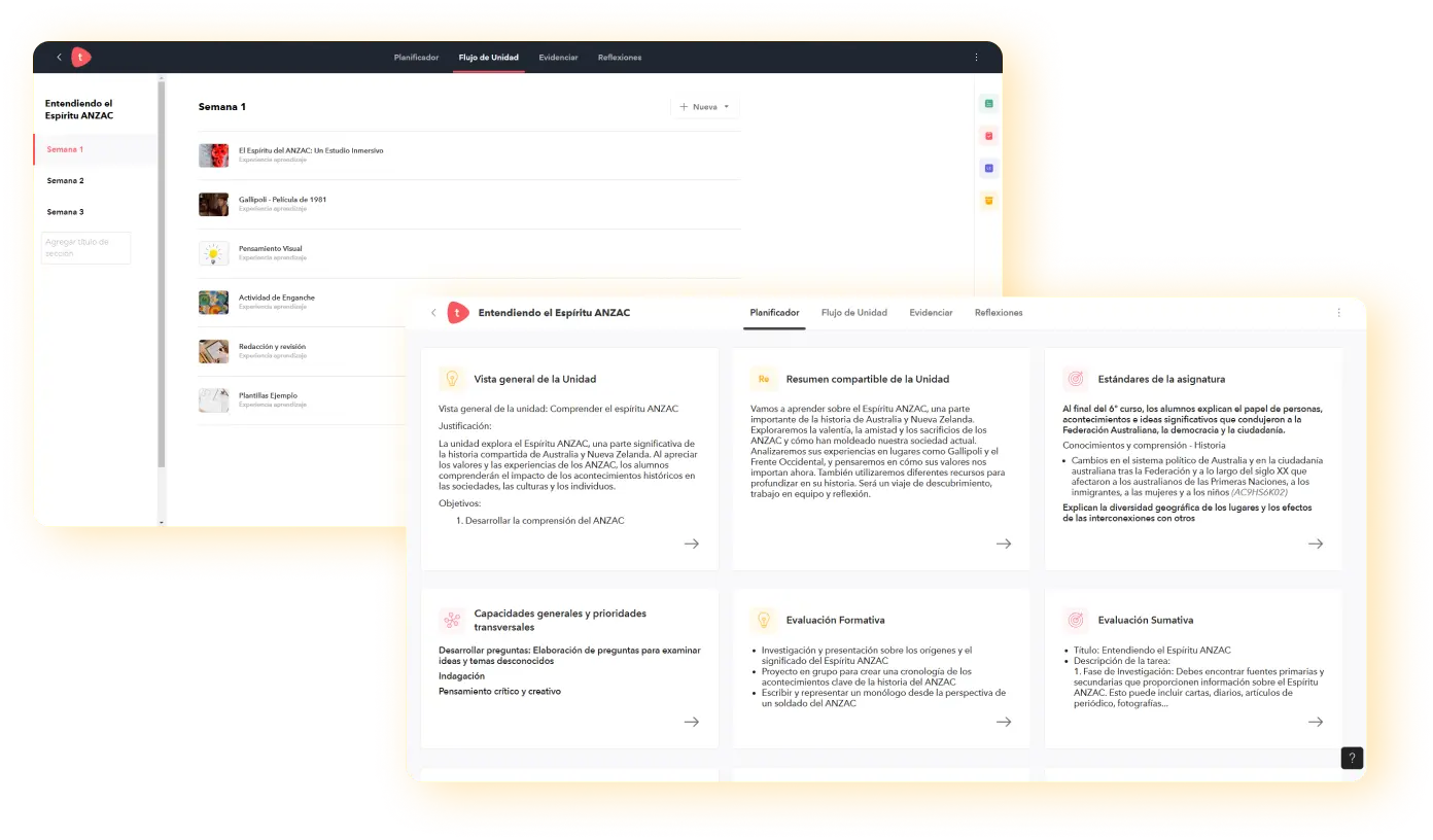 Custom templates show multiple options for planning, creating and scheduling unit plans and goals