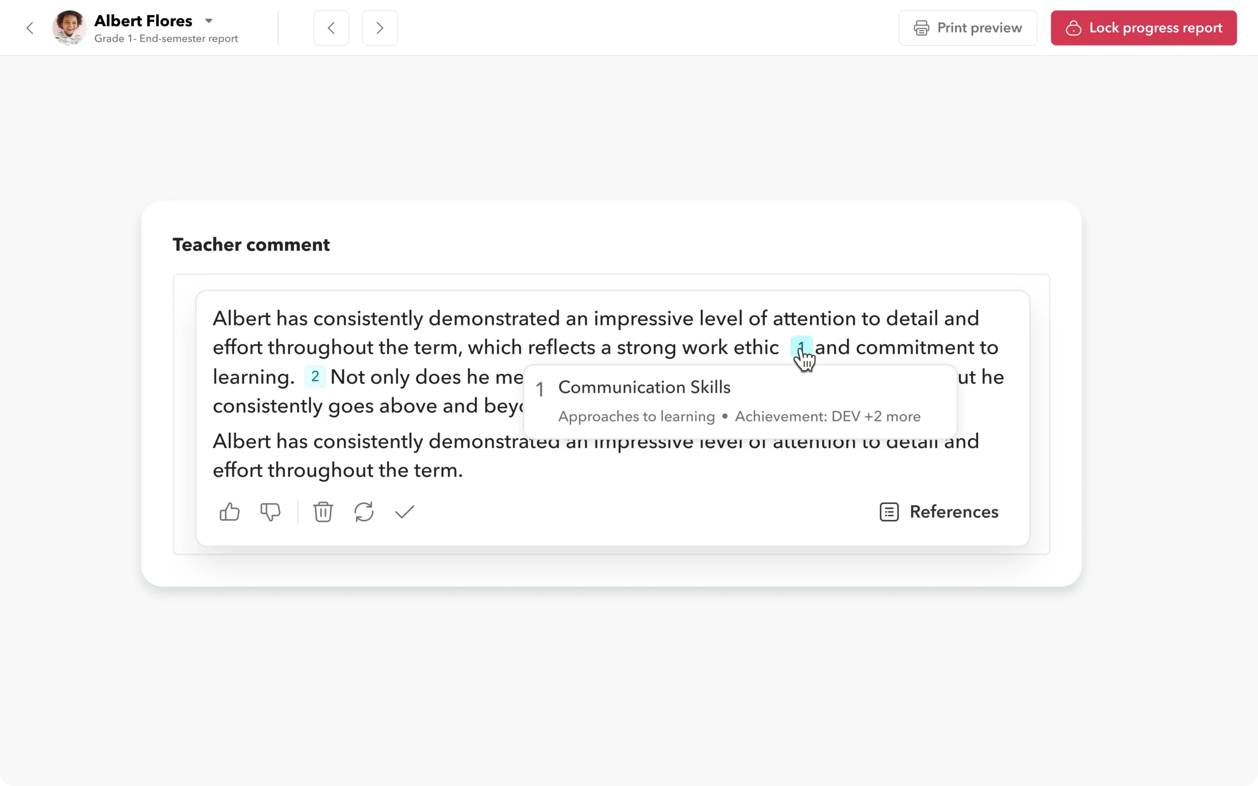 Generate evidence-backed comments in seconds